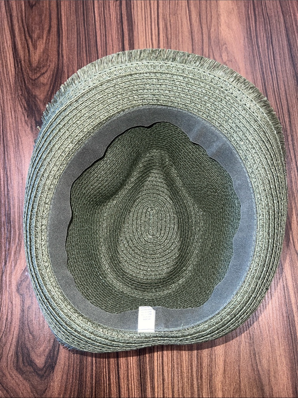 Olive Green Straw Fedora Hat - Picture 5 of 5